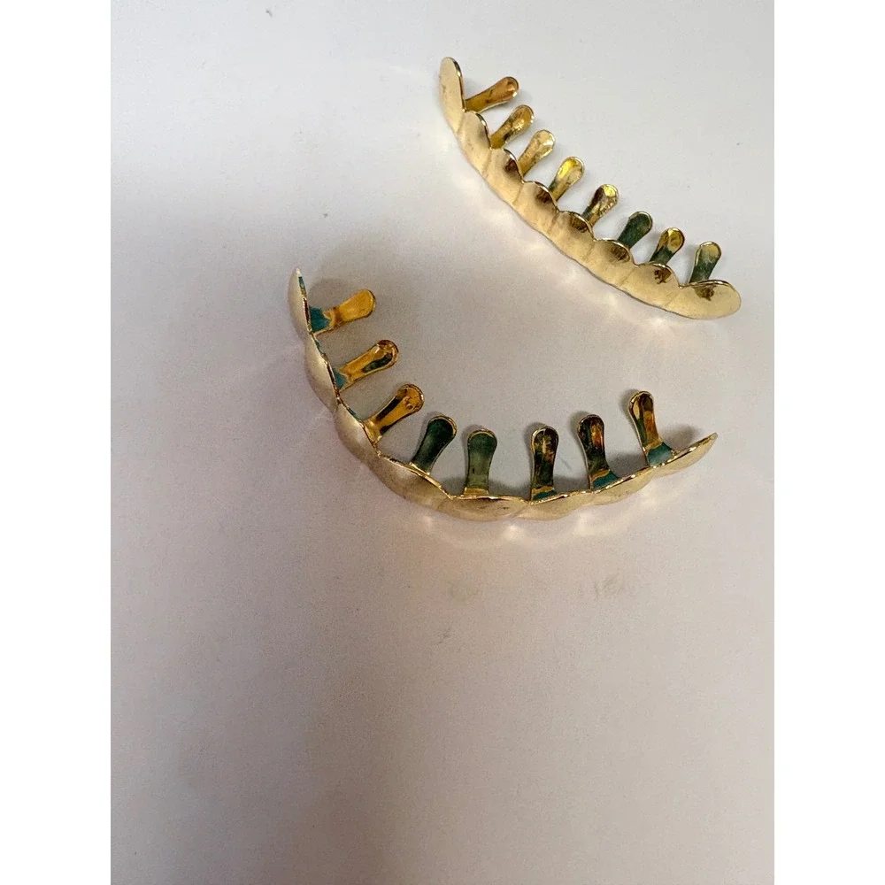 Gold Tone Plain Polished Grillz Set Top and Bottom Adjustable Teeth